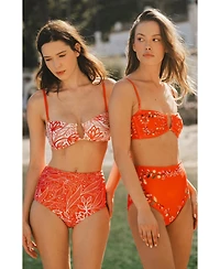 Jessie Zhao New York Women's Scarlet Bloom Reversible Square Bandeau Top