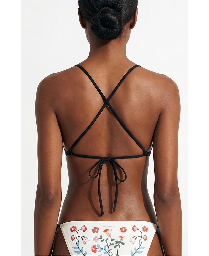 Jessie Zhao New York Women's Wild Rose Reversible Triangle Bikini Top