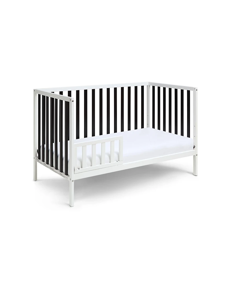 Jujabu White Black Convertible Wood Crib 3 Adjustable Mattress Heights Toddler Bed