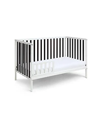 Jujabu White Black Convertible Wood Crib 3 Adjustable Mattress Heights Toddler Bed