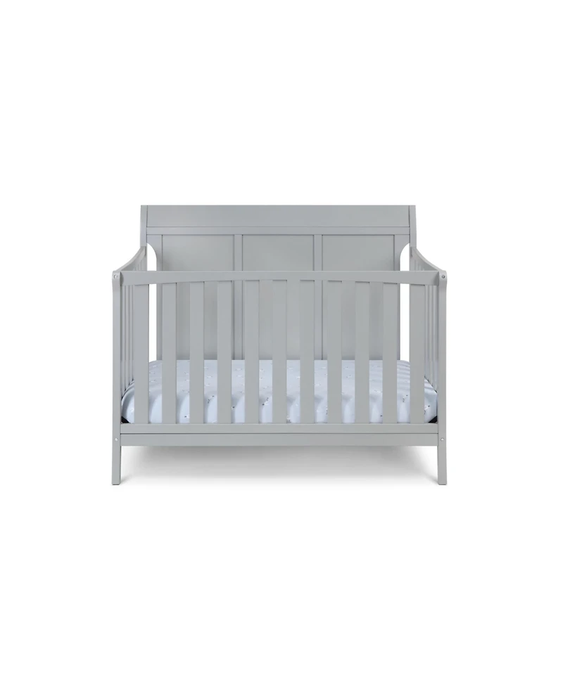 Jujabu 4 in 1 Modern Sleigh Convertible Crib Gray Solid Wood Adjustable Mattress Height