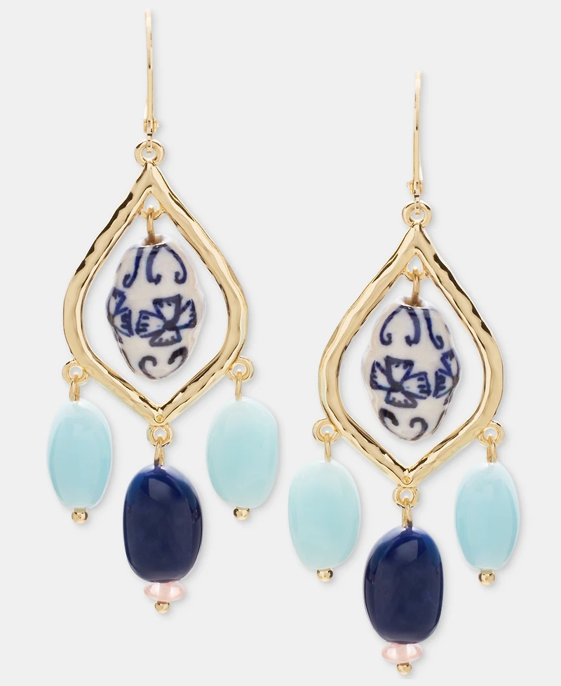 Style & Co Gold-Tone Beaded Chandelier Earrings, Macy's Exclusive