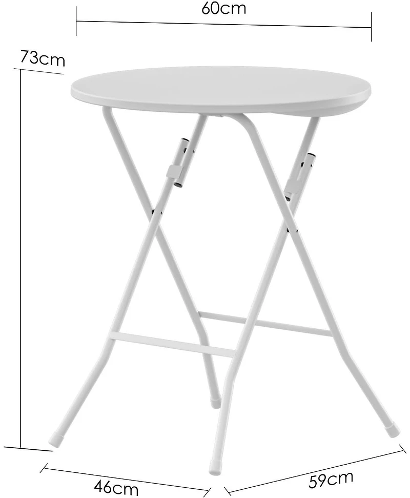 gaomon 23.6'' Cocktail Table White High Top Folding, Round Portable Bar Height Folding Table with Removable Legs Indoor Outdoor Banquet for Party