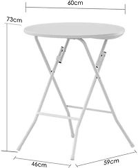 gaomon 23.6'' Cocktail Table White High Top Folding, Round Portable Bar Height Folding Table with Removable Legs Indoor Outdoor Banquet for Party