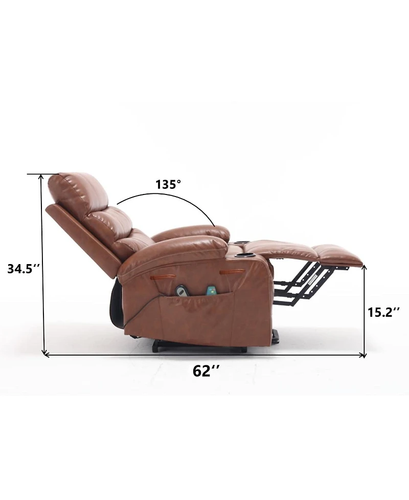 Maison Boucle Power Lift Recliner Chair for Elderly with Heat and Massage, Faux Leather Electric Reclining Remote Control.