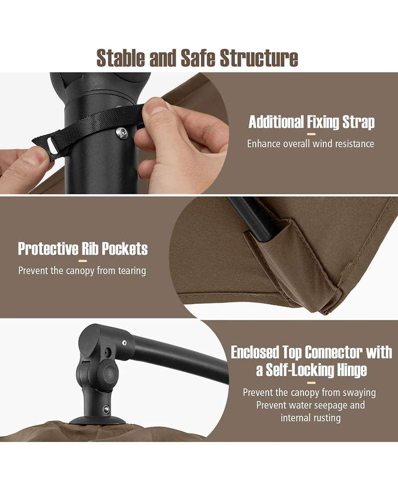 Sugift 10 ft Offset Hanging Patio Cantilever Umbrella with Tilt