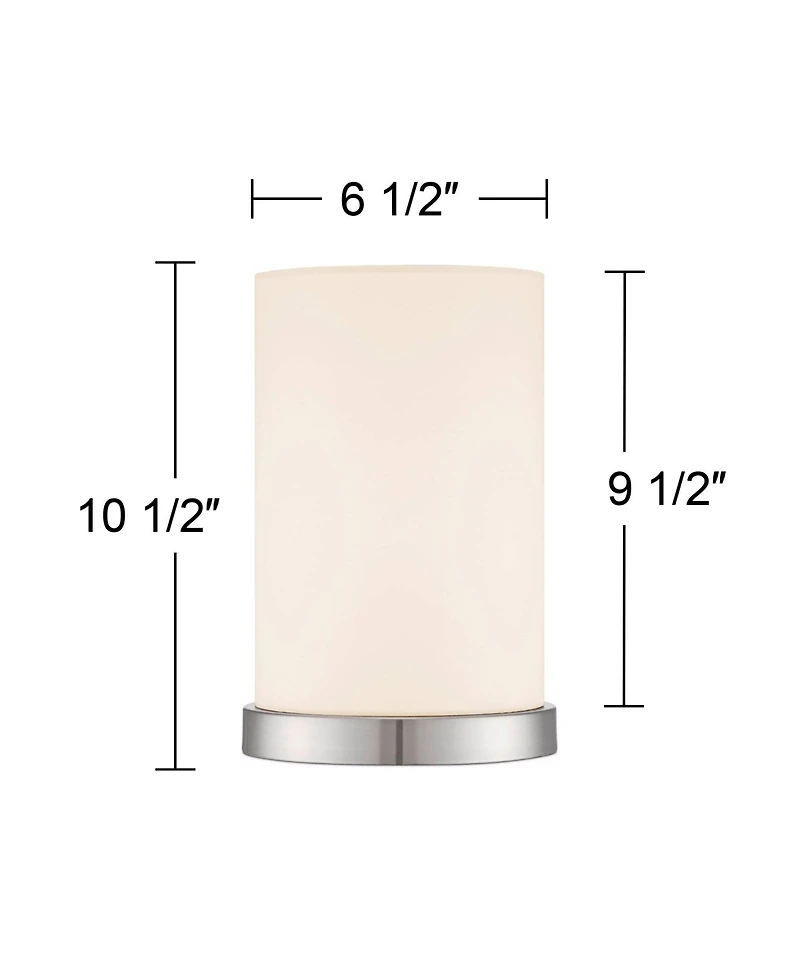 360 Lighting Modern Desk Table Lamp High Silver Metal Fabric Cylinder Shade for Bedroom Bedside Office