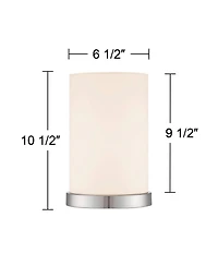 360 Lighting Modern Desk Table Lamp High Silver Metal Fabric Cylinder Shade for Bedroom Bedside Office