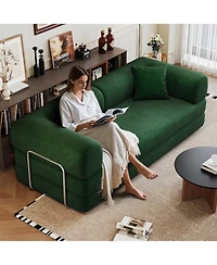 Rainsken Modular Convertible Sleeper Loveseat, 78.8 Inch Soft Corduroy 2 Seater Sofa Bed with Pillow Back Support for Home and Living Room