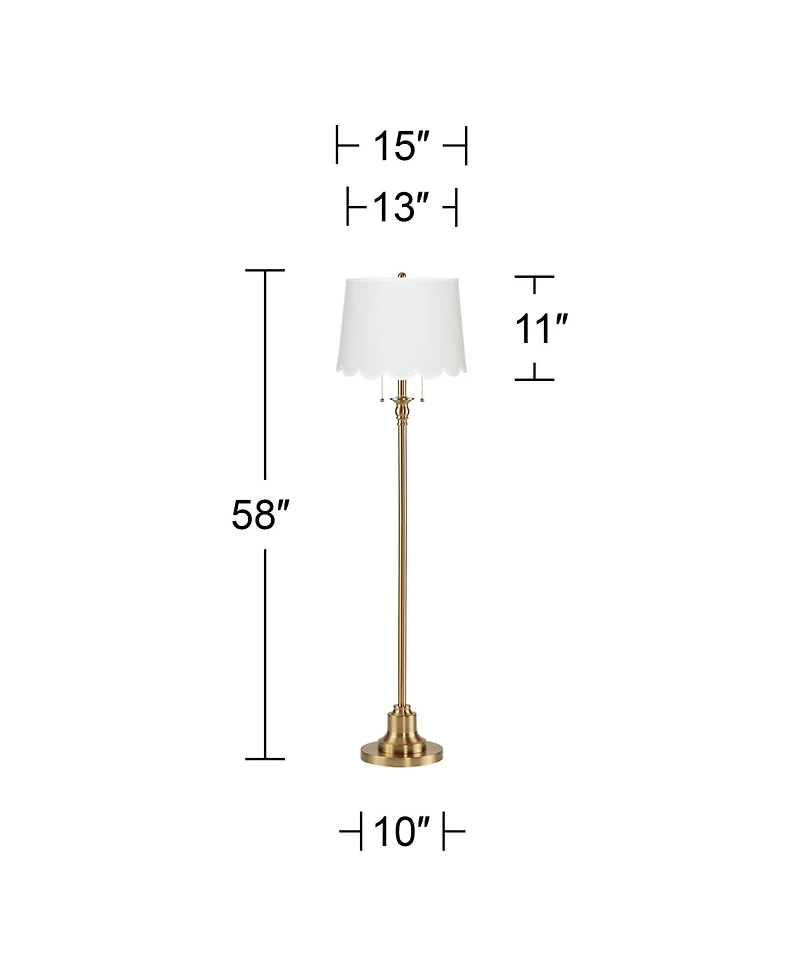 360 Lighting Dyna Antique Brass Scallop Shade Floor Lamp