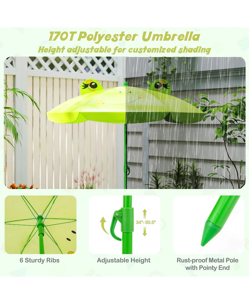 Sugift 4 Piece Kids Picnic Set with Folding Chairs and Umbrella