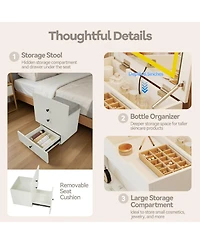 Sugift Small Vanity Desk Set with Flip Top Mirror and Lights