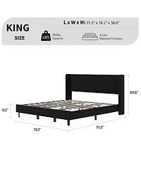 Homfan Upholstered Platform Bed Frame with Soft Headboard - Reinforced Wooden Slats