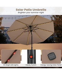 Sugift Solar Patio Umbrella with Flowing Led Lights and Tilt