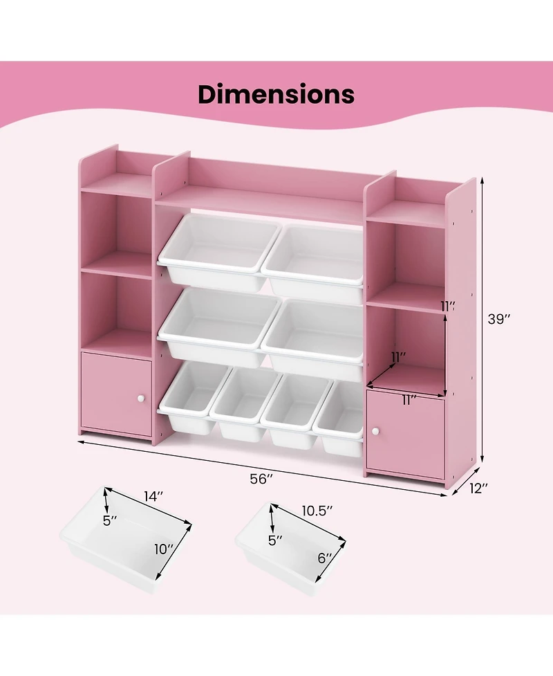 Sugift 56 in Large Kids Toy Storage Organizer with Bins and Bookshelf
