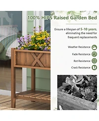 Sugift Poly Wood Elevated Planter Box with Legs Shelf and Drainage