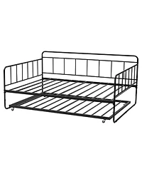 Sugift Full Size Daybed Frame with Trundle, Heavy Duty Metal, Easy Assembly