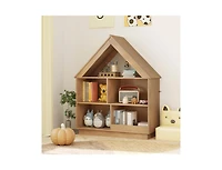 Slickblue House-Shaped 3-Tier Toy Organizer with Open Storage Shelves