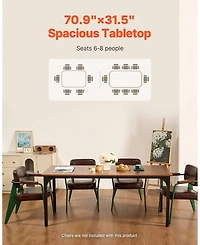 Sugift 71in Rectangle Wood Farmhouse Dining Table for 6-8 People