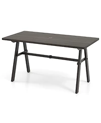 Sugift Outdoor Dining Table for Six with Umbrella Hole for Garden Use