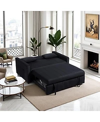 Maison Boucle Convertible Sleeper Sofa Bed with Pull-Out Bed, Adjustable Backrest & Pillows, Small Space Velvet Loveseat Couch-Maison Boucle