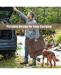 Sugift Folding Rattan Grain Hdpe Top Metal Frame Picnic Table