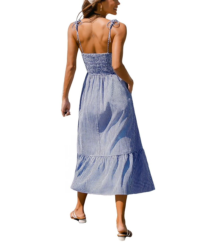 Cupshe Women's Sweet Like Honey Gingham Maxi Beach Dress