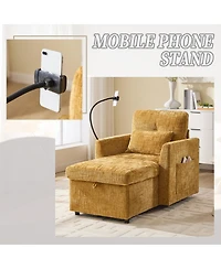 Rainsken Chenille Lazy Recliner Chair with Storage, Phone Holder and Side Pockets
