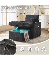 Rainsken Stylish Chenille Single Recliner Lounge Chair with Storage, Phone Holder and Side Pockets, Ideal Leisure Sofa for Bedroom and Living Room