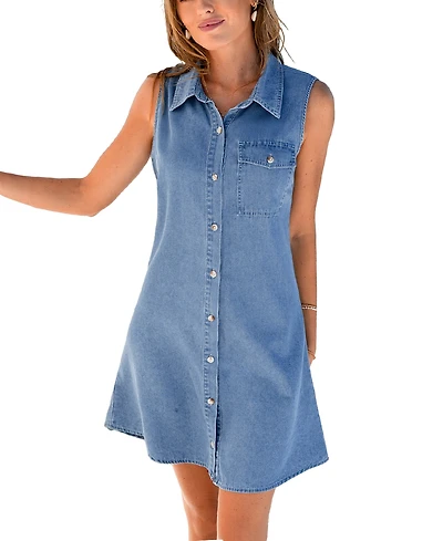 Cupshe Women's Original Piece Blue Mini Beach Dress