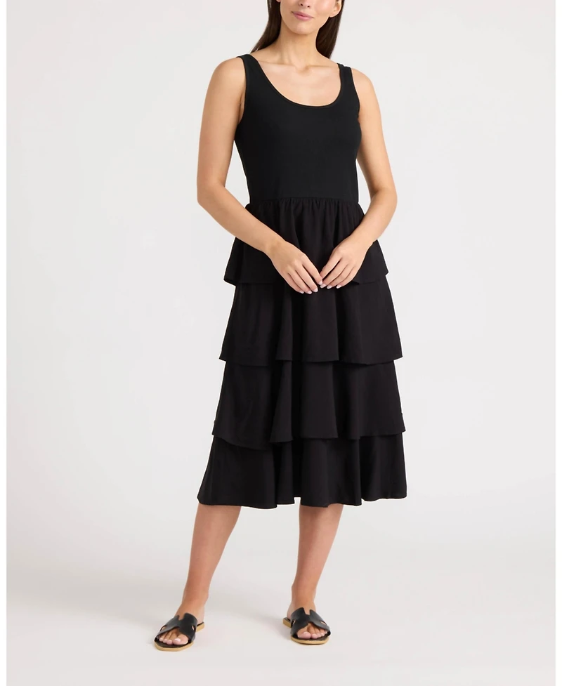 Ellen Tracy Women's Knit Tank Top Tiered Dress