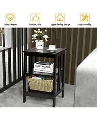 Gouun 16 in 3-Tier Nightstand Side Table with Baffles and Round Corners