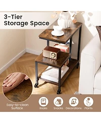 Gouun G-Shaped 3-Tier Mobile End Table with Locking Casters, 23 x 12 in