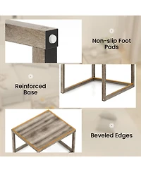 Gouun Set of 2 Stackable Nesting Rectangular Coffee Tables with Storage Shelf