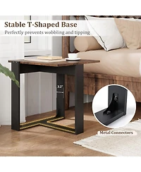 Gouun 20 in Industrial Square End Table with T-Shaped Metal Base