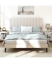 Gouun Queen Size Velvet Upholstered Platform Bed Frame