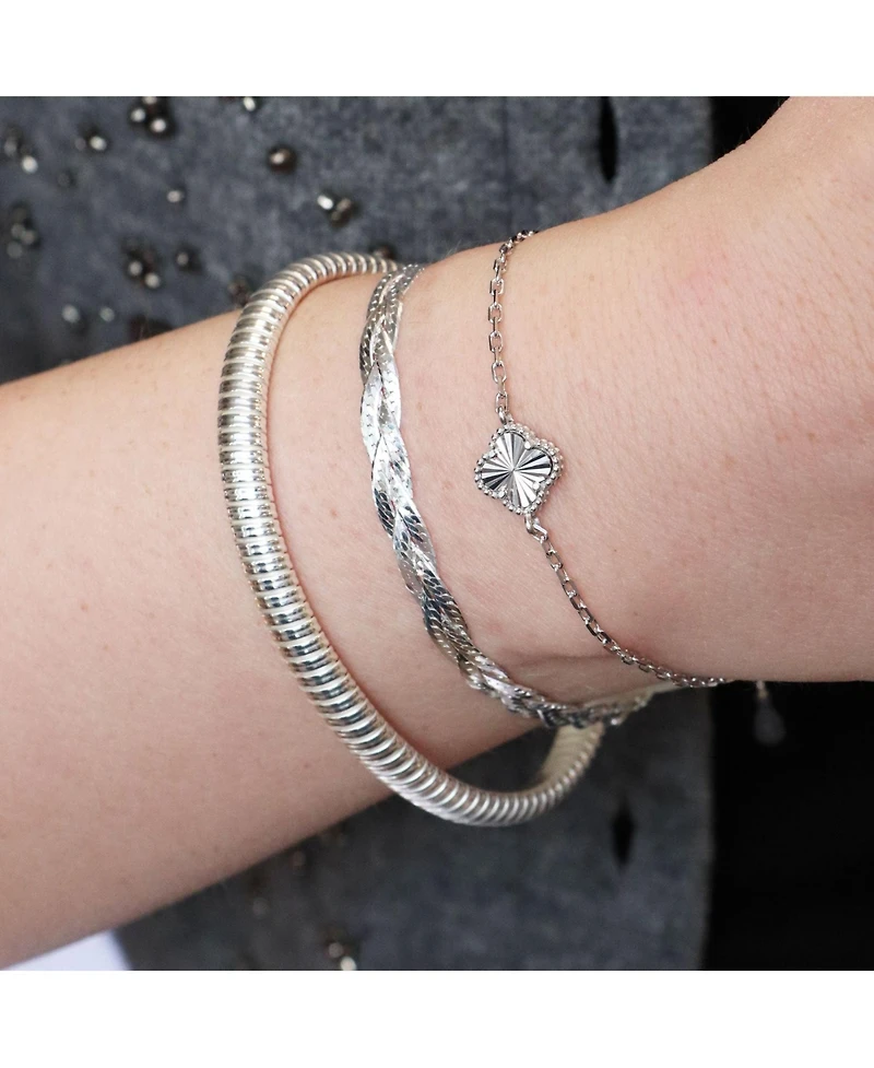 The Lovery Ribbed Stretch Bangle Sterling Silver