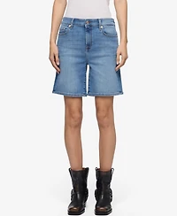 7 For All Mankind Women's Mid-Rise A-Line Cotton Boy Shorts