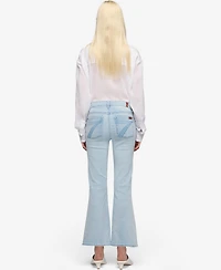 7 For All Mankind Women's Cropped Boot-Leg Cotton Flare Jeans