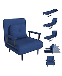 Rainsken Multi-Function Folding Sleeper Chair with Pillow, 5-Position Adjustable Backrest, 3-in-1 Convertible Sofa Bed for Bedroom, Living Room