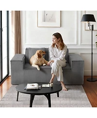 Sugift 63-Inch 2-Seat Corduroy Loveseat Sofa Couch for Living Room