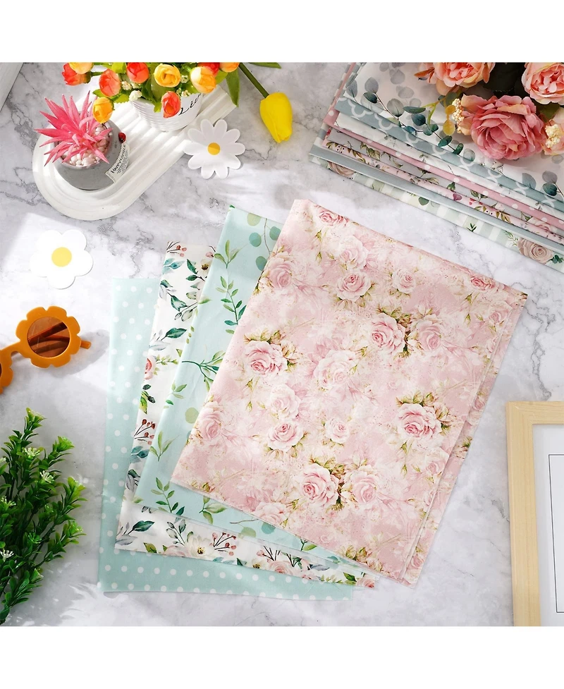 Gnuadz 12pcs 18x22 Spring Cotton Fat Quarters Floral Greenery Printed Quilting Patchwork Sewing Fabrics Diy Crafting Home Decor