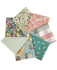 Gnuadz 7 Piece Cotton Fabric Fat Quarter Patchwork Quilting Set, Peony & Lily Print, 18" x 22