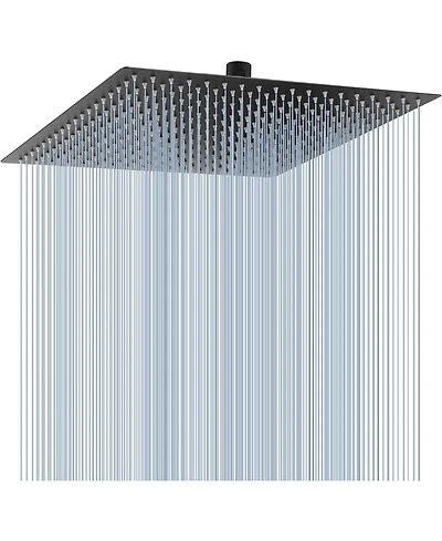 Busdays 16 Inch Oversize Stainless Steel Rain Shower Head Matte High Pressure Square Rainfall Waterfall Full Body Coverage Universal Ceiling