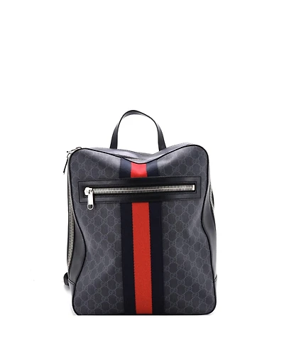 Pre-Owned Gucci Medium Web Zip Backpack Gg Coated Canvas