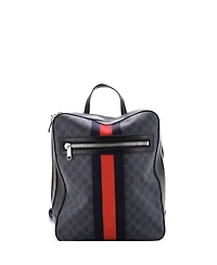 Pre-Owned Gucci Medium Web Zip Backpack Gg Coated Canvas