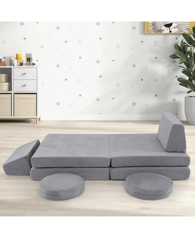 Sugift 6 Piece Modular Kids Play Couch Set with Washable Covers