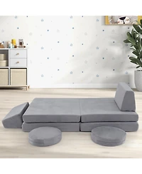 Sugift 6 Piece Modular Kids Play Couch Set with Washable Covers