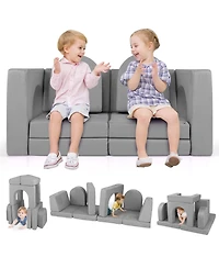 Sugift 8 Piece Modular Kids Play Couch with Soft Fabric Upholstery