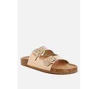 London Rag Women's Parla Metallic Double Buckle Sandals